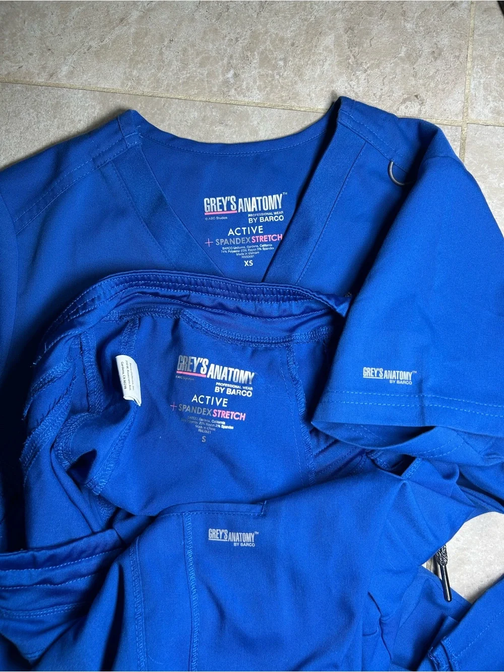 GREY ‘S ANATOMY TOP Size XSRoyal Blue Medical Scrub Set - Top & Drawstring Pants